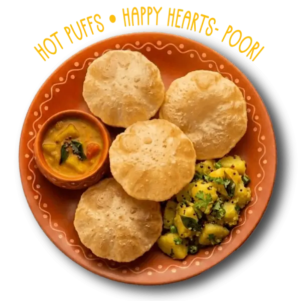 Hot poori with potato masala