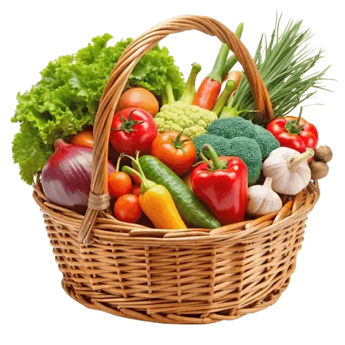 Basket of farm-fresh vegetables